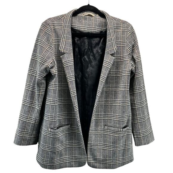 Soft Surroundings Plaid Open Front Long Blazer Grey Small Hu - Picture 1 of 9